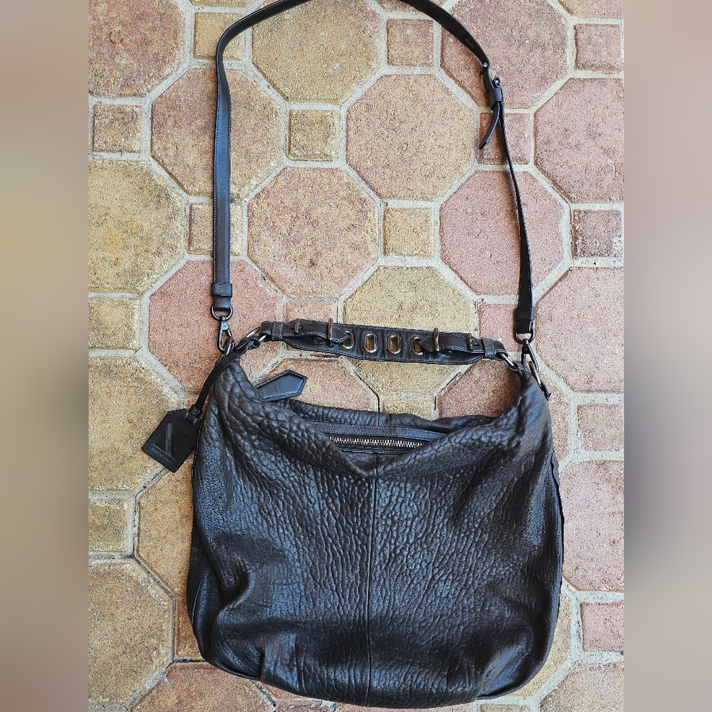 Rare Reed Krakoff Black Pebble Leather Bag with Black Accent
